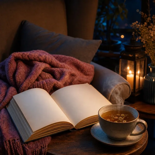 책과 따뜻한 음료